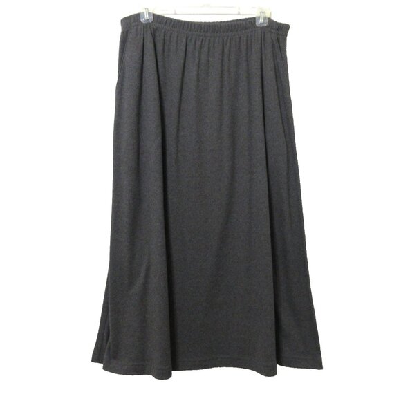 Lands' End Women A-Line Midi Skirt Size L (14-16) Long Gray Stretch 100% Cotton - Picture 1 of 5